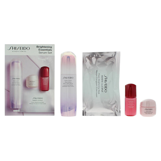 Set Shiseido: Brightening Essentials, Pigment-Correcting, Serum, For Face, 50 ml + Brightening Essentials, Hydrating, Serum, For Face, 10 ml *Miniature + Brightening Essentials, Hydrating, Gel Cream, For Face & Neck, 15 ml + Brightening Essentials,…